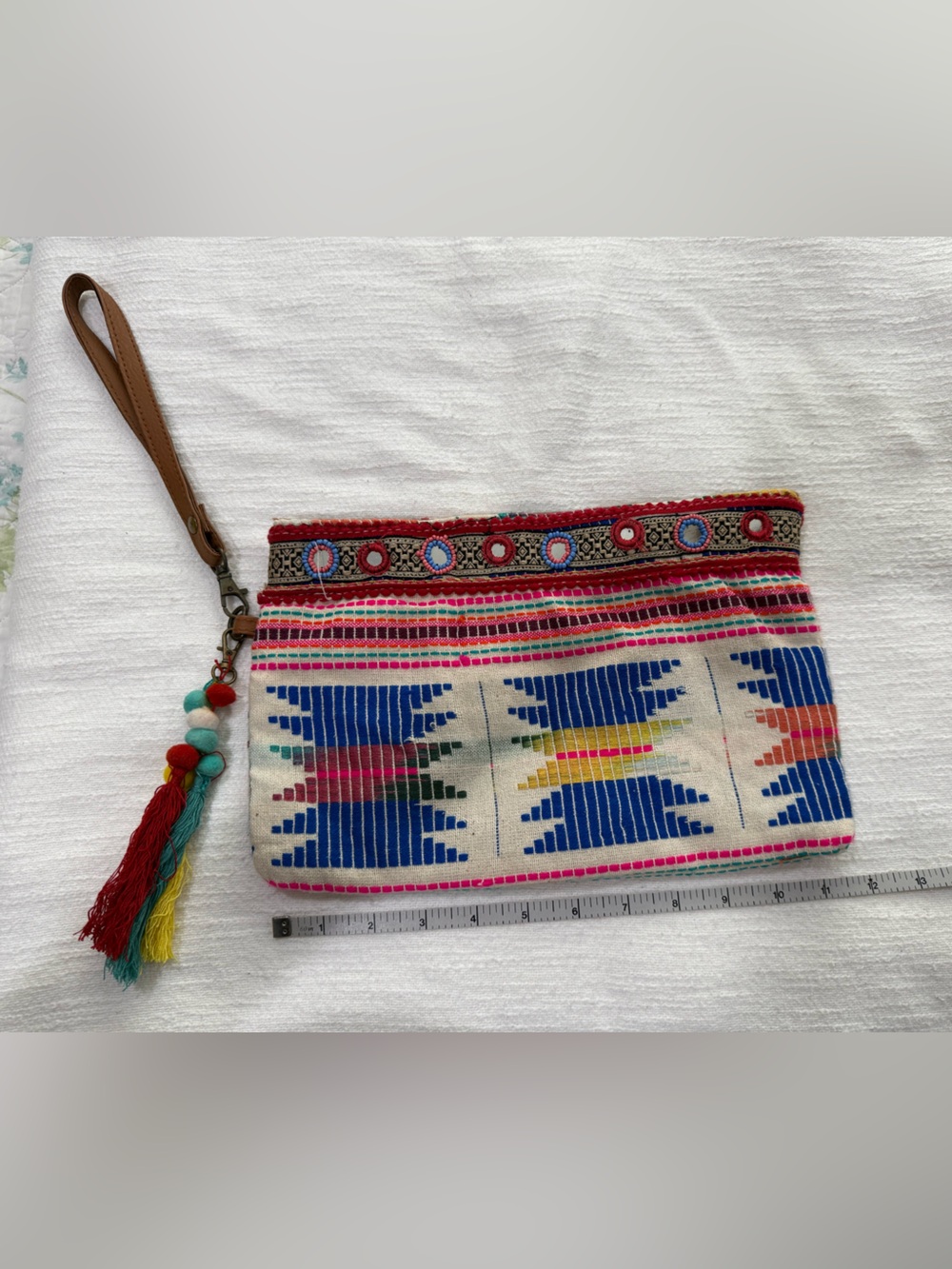 Boho Embroidered Wristlet Clutch - Multi-Color